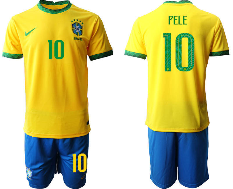 Men 2020-2021 Season National team Brazil home yellow #10 Soccer Jersey3